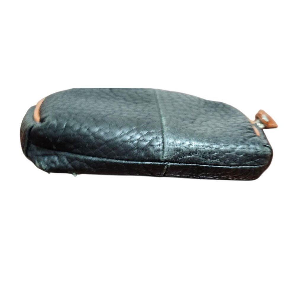 Vintage Dooney & Bourke Coin Purse Black Pebble Leather -Brown Leather Logo RARE - Picture 6 of 9